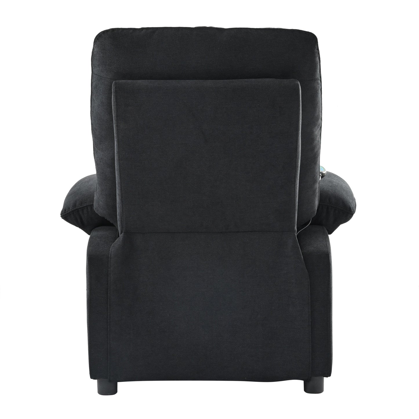 Black Upholstered Manual Recliner with Massage, Lumbar Heating, Pillow Top Arms, Side Pockets