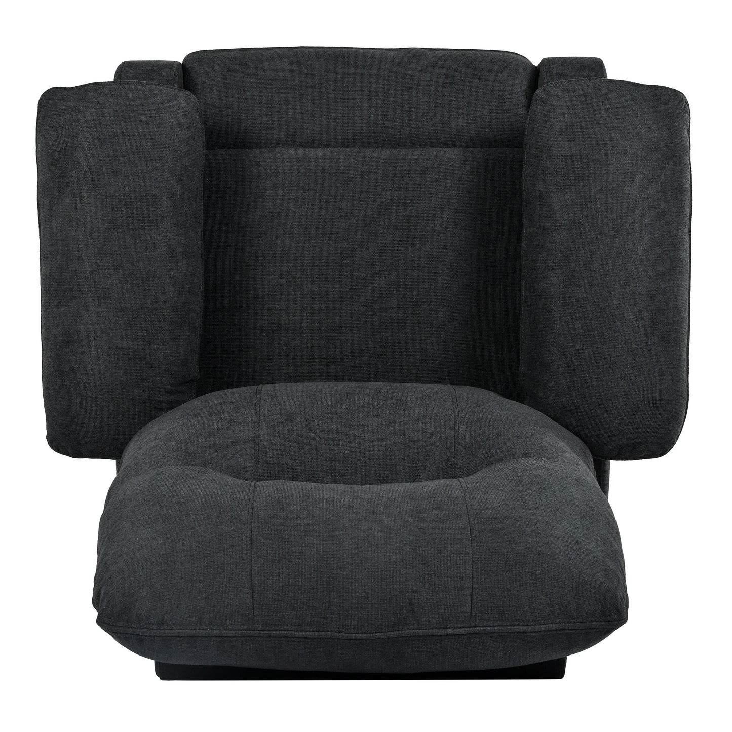 Black Upholstered Manual Recliner with Massage, Lumbar Heating, Pillow Top Arms, Side Pockets