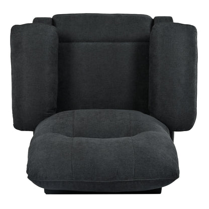 Black Upholstered Manual Recliner with Massage, Lumbar Heating, Pillow Top Arms, Side Pockets
