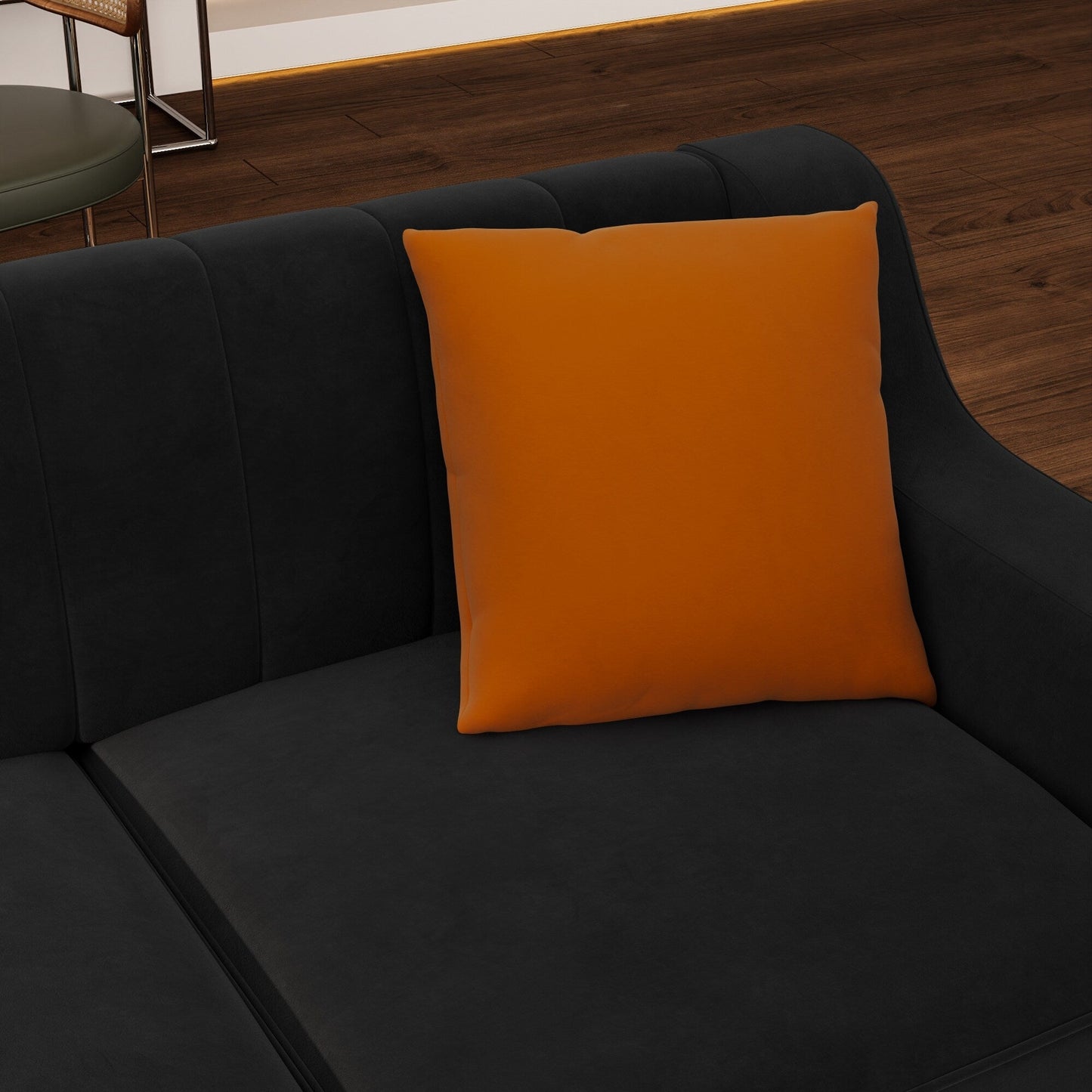 Black Velvet 3-seater Sofa with Gold Accents