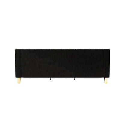 Black Velvet 3-seater Sofa with Gold Accents