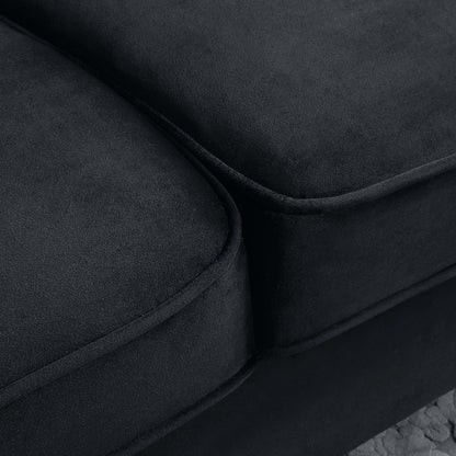 Black Velvet 3-seater Sofa with Gold Finish Metal Leg