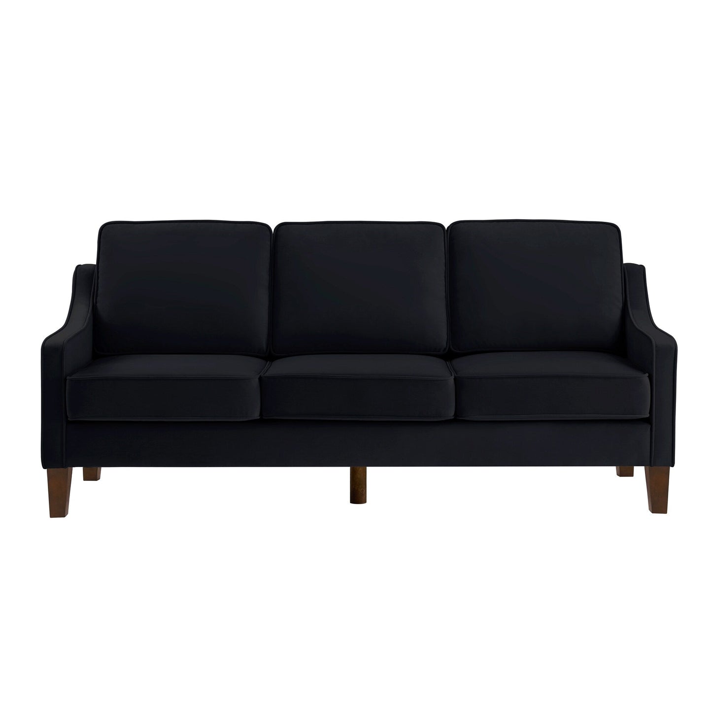 Black Velvet 3-seater Sofa with Scooped Armrest
