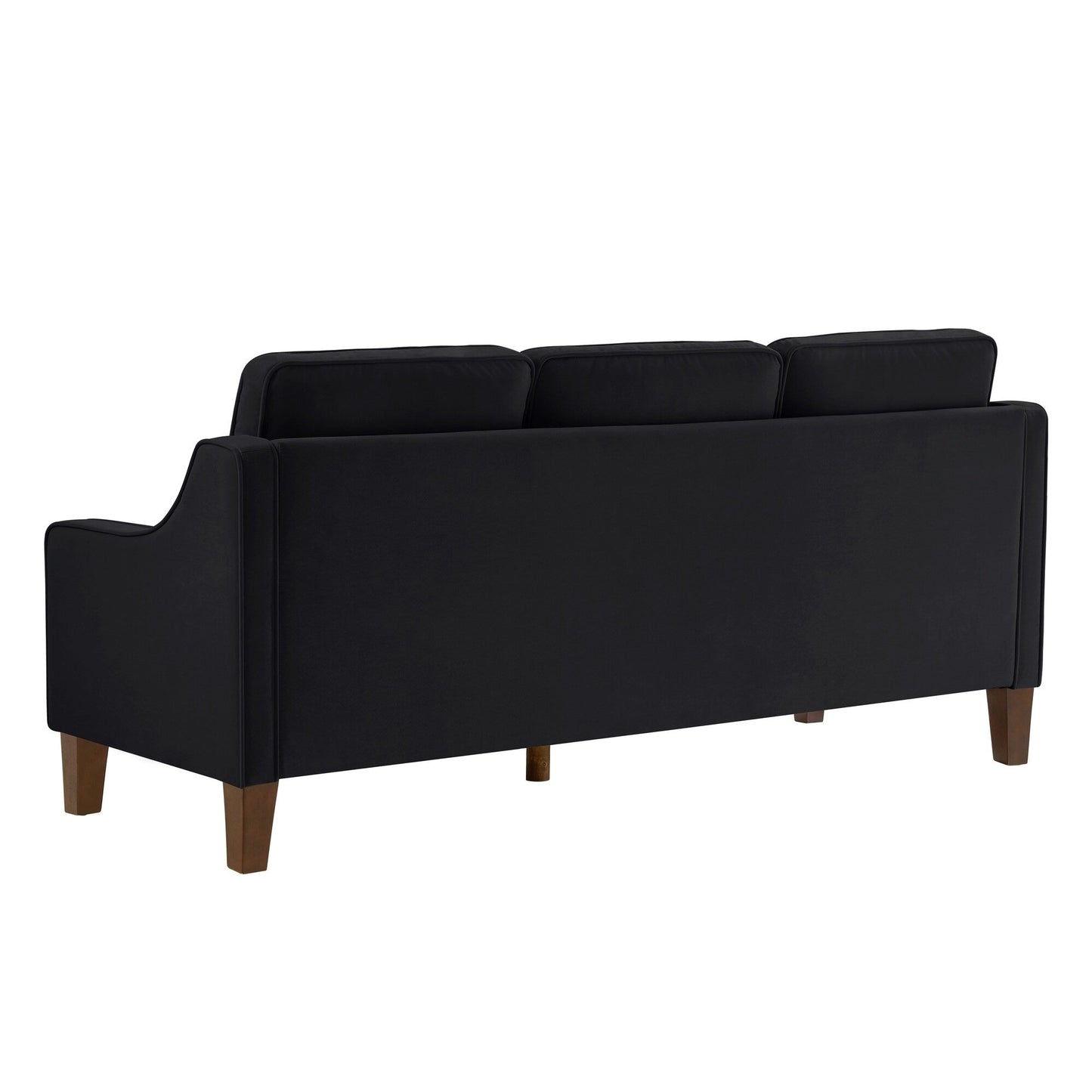 Black Velvet 3-seater Sofa with Scooped Armrest