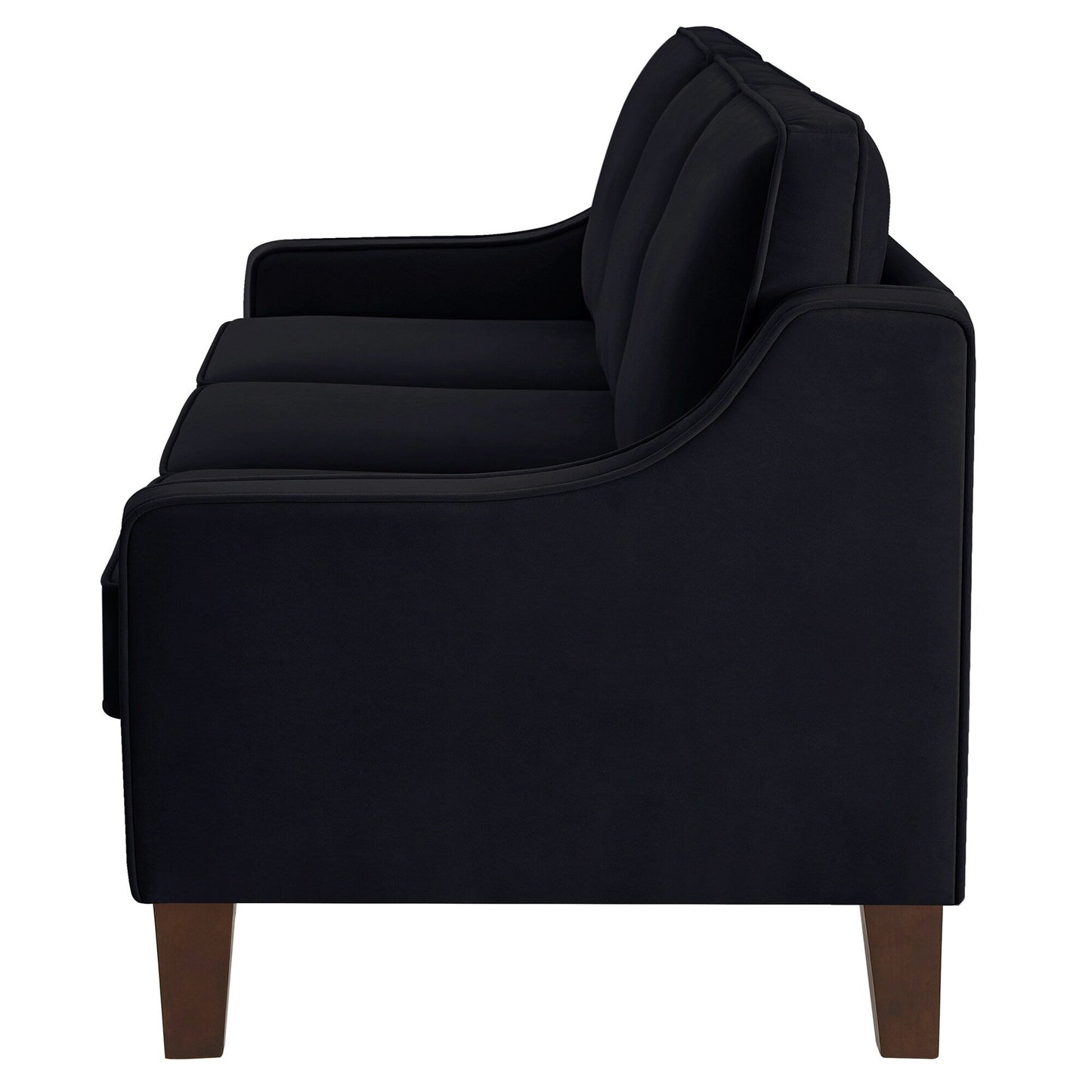 Black Velvet 3-seater Sofa with Scooped Armrest