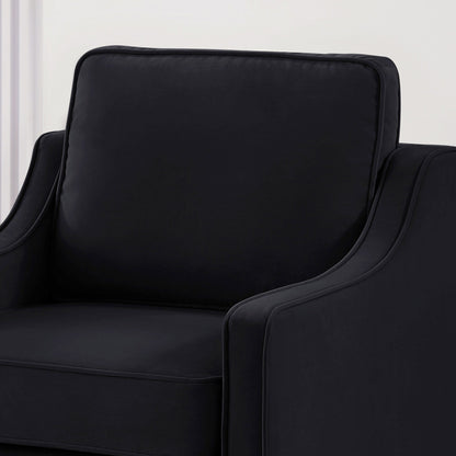 Black Velvet 3-seater Sofa with Scooped Armrest