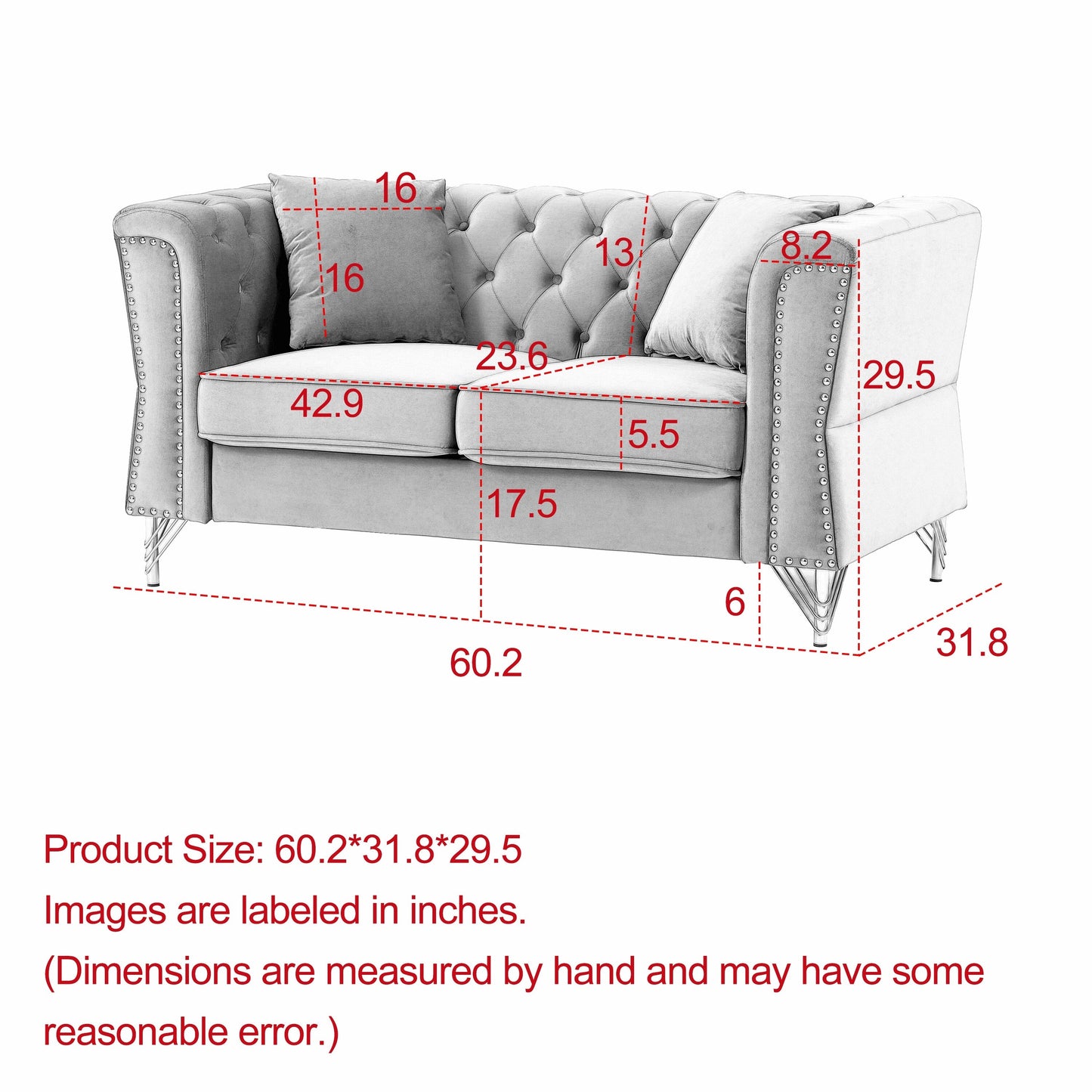 Black Velvet 3-seater Sofa with Tufted Couch