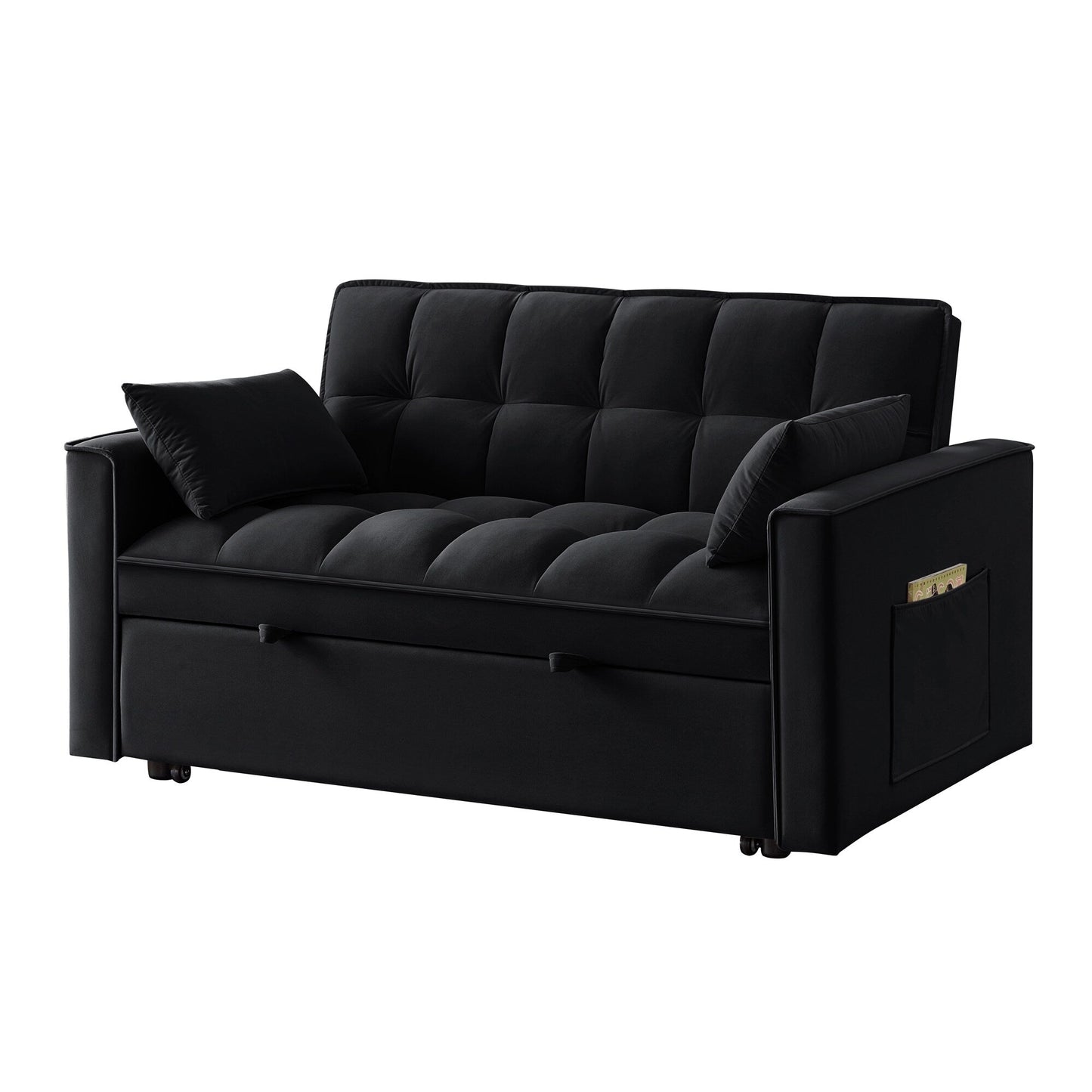 Black Velvet 4-in-1 Pull-Out Loveseat Sofa Bed