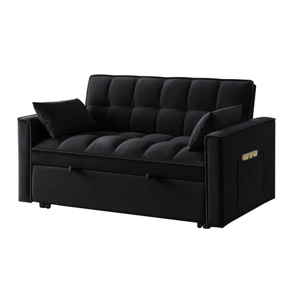 Black Velvet 4-in-1 Pull-Out Loveseat Sofa Bed