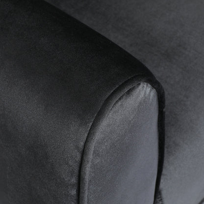 Black Velvet Channel Tufted 3-seater Sofa with Birch Wood Legs