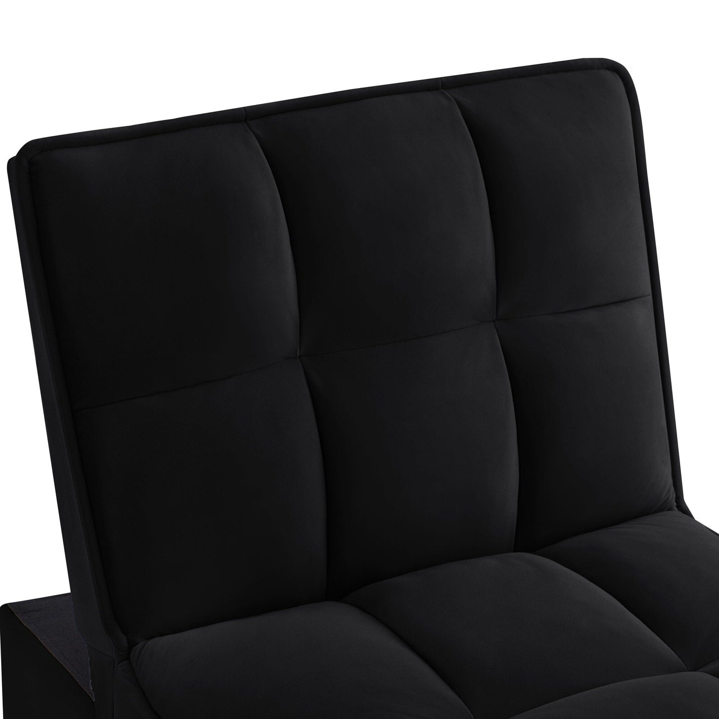 Black Velvet Folding Sofa Bed with Adjustable Backrest