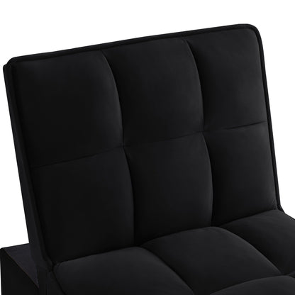 Black Velvet Folding Sofa Bed with Adjustable Backrest