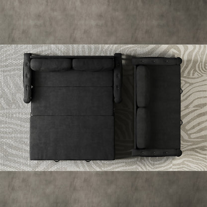 Black Velvet Loveseat Convertible Sofa Bed with Storage