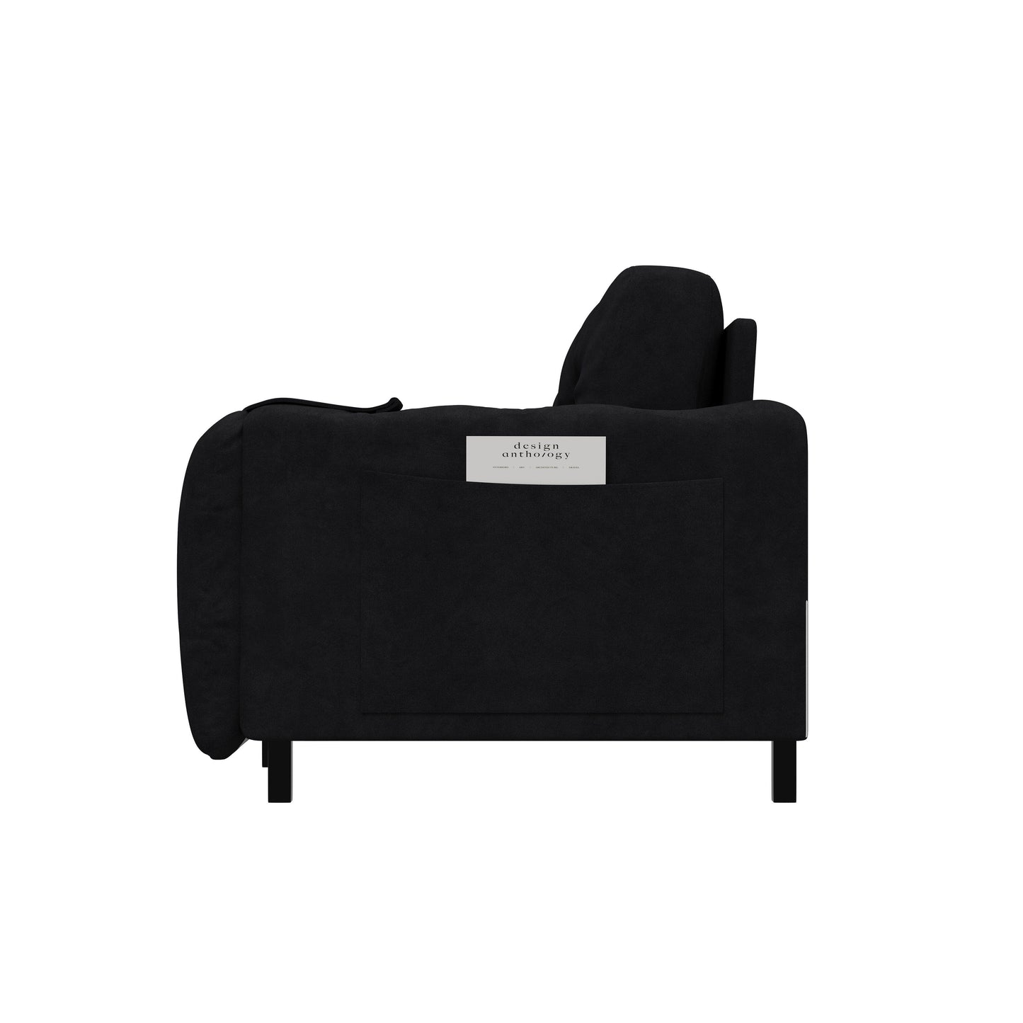 Black Velvet Loveseat Convertible Sofa Bed with Storage