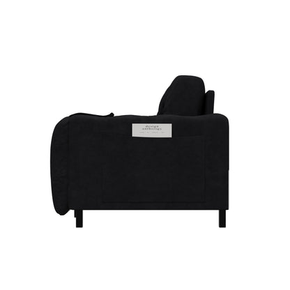 Black Velvet Loveseat Convertible Sofa Bed with Storage