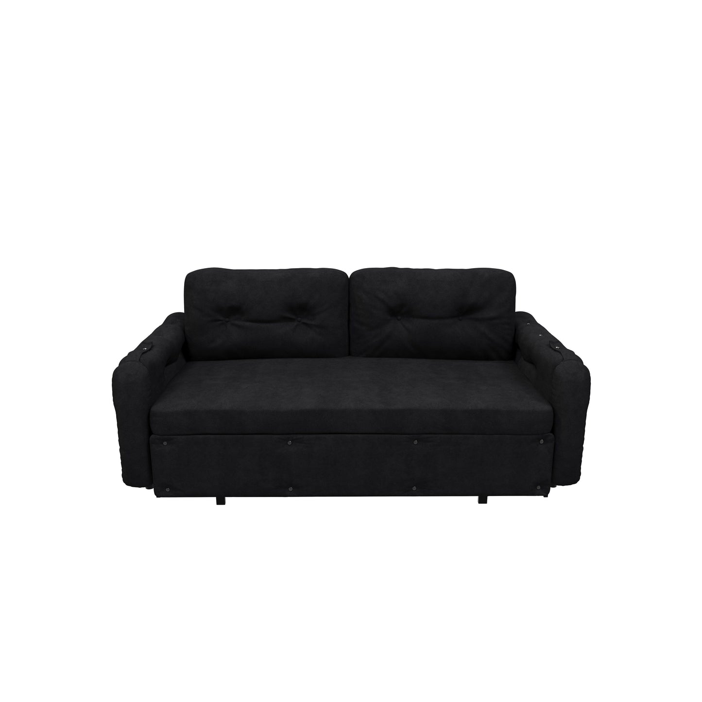 Black Velvet Loveseat Convertible Sofa Bed with Storage
