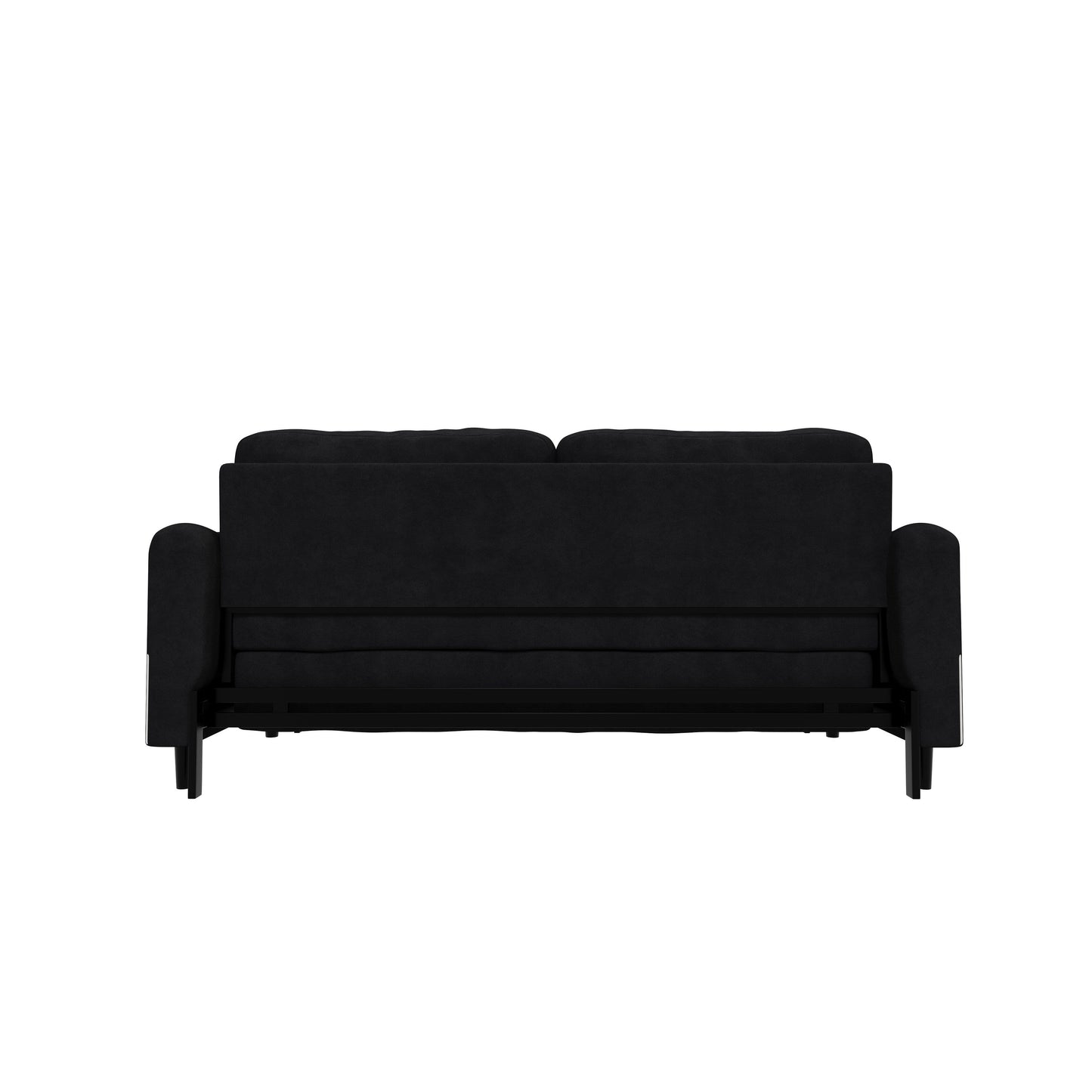 Black Velvet Loveseat Convertible Sofa Bed with Storage
