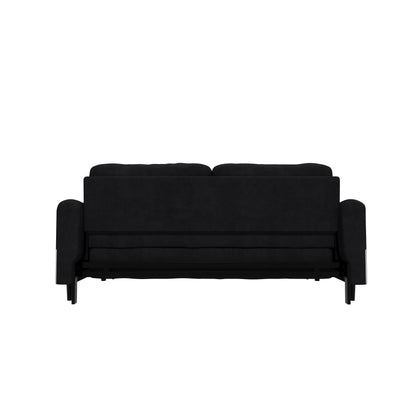 Black Velvet Loveseat Convertible Sofa Bed with Storage