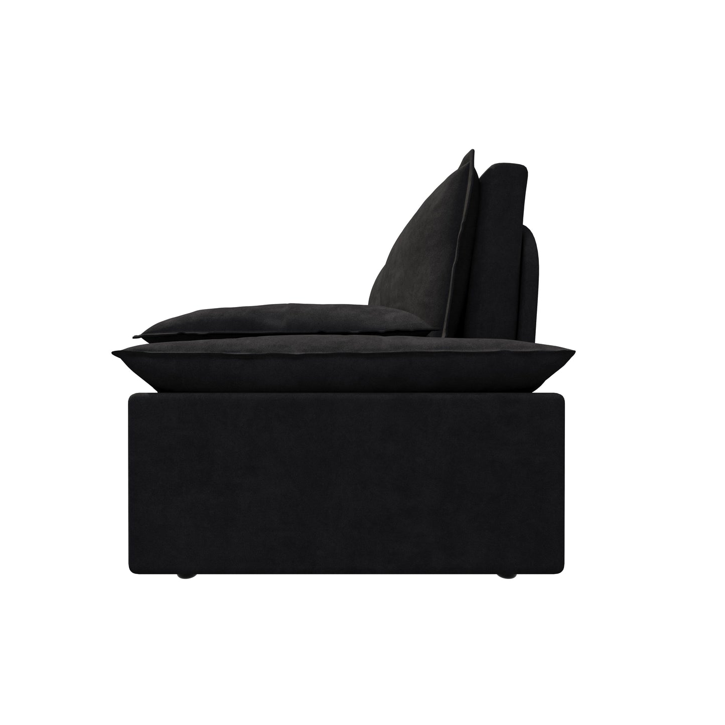 Black Velvet Loveseat Pull Out Sofa Bed with Soft Pillows