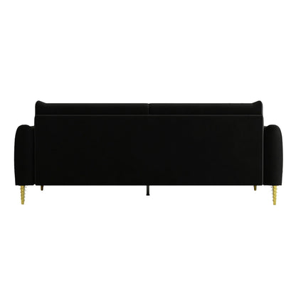 Black Velvet Loveseat Sofa with Gold Legs