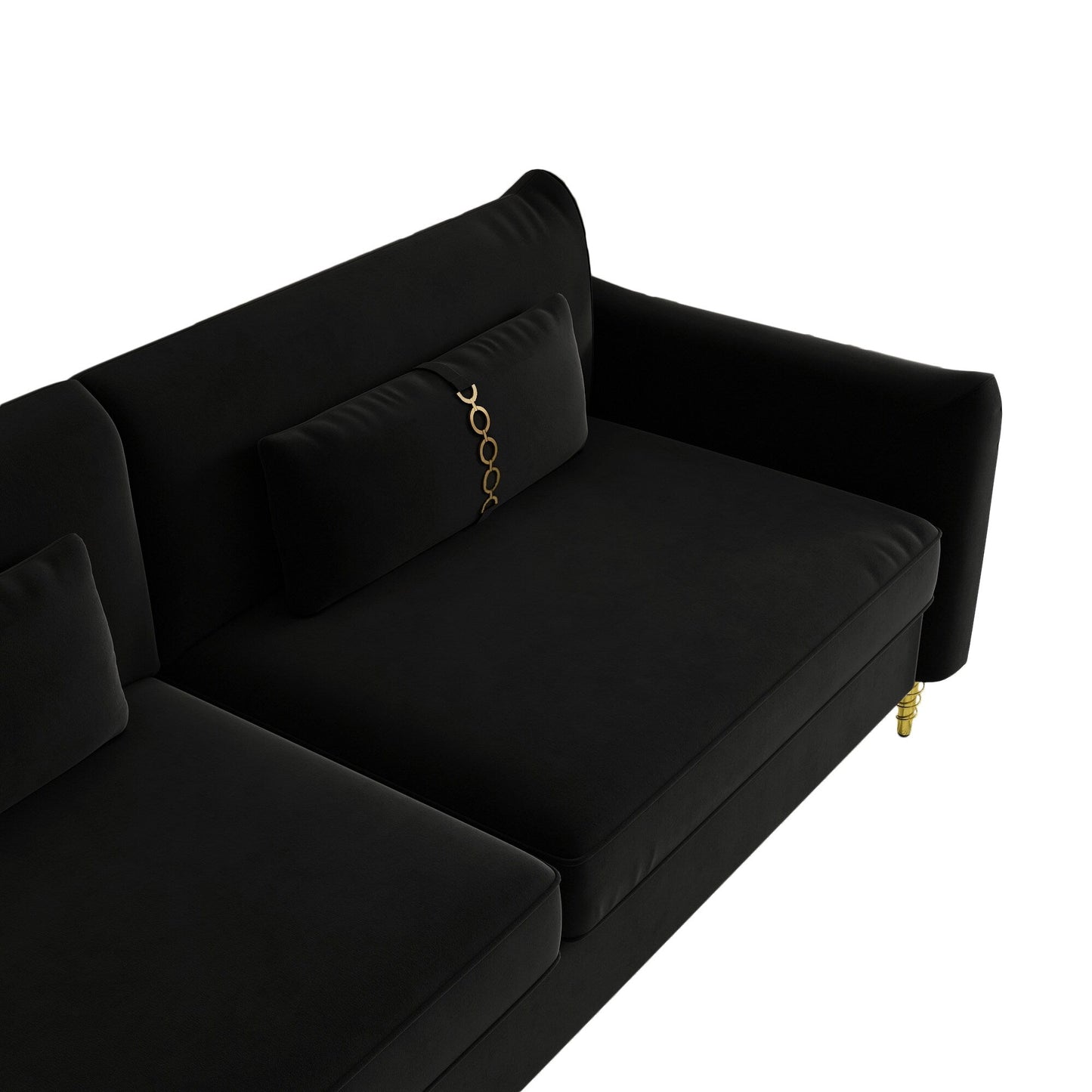 Black Velvet Loveseat Sofa with Gold Legs