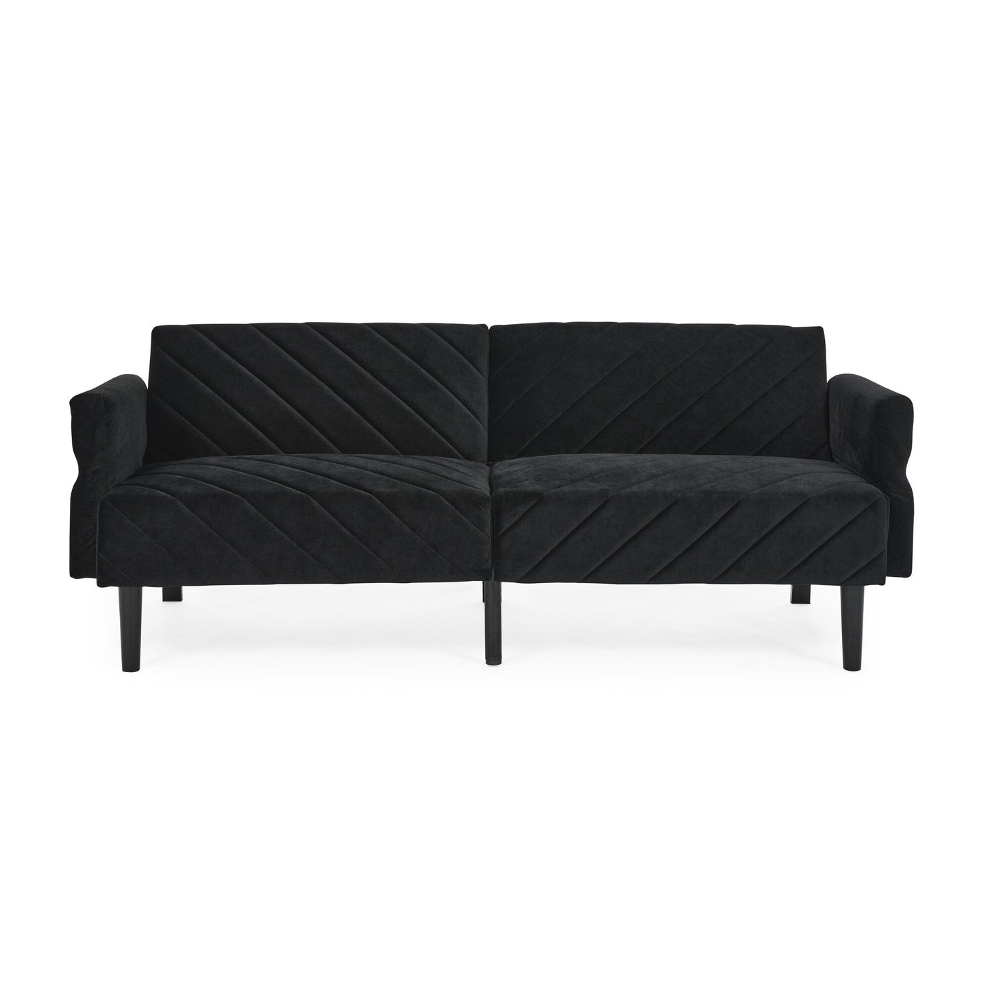 Black Velvet Tufted Convertible Futon Sofa Bed