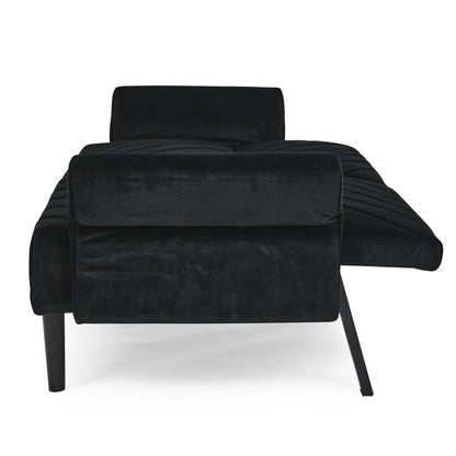 Black Velvet Tufted Convertible Futon Sofa Bed
