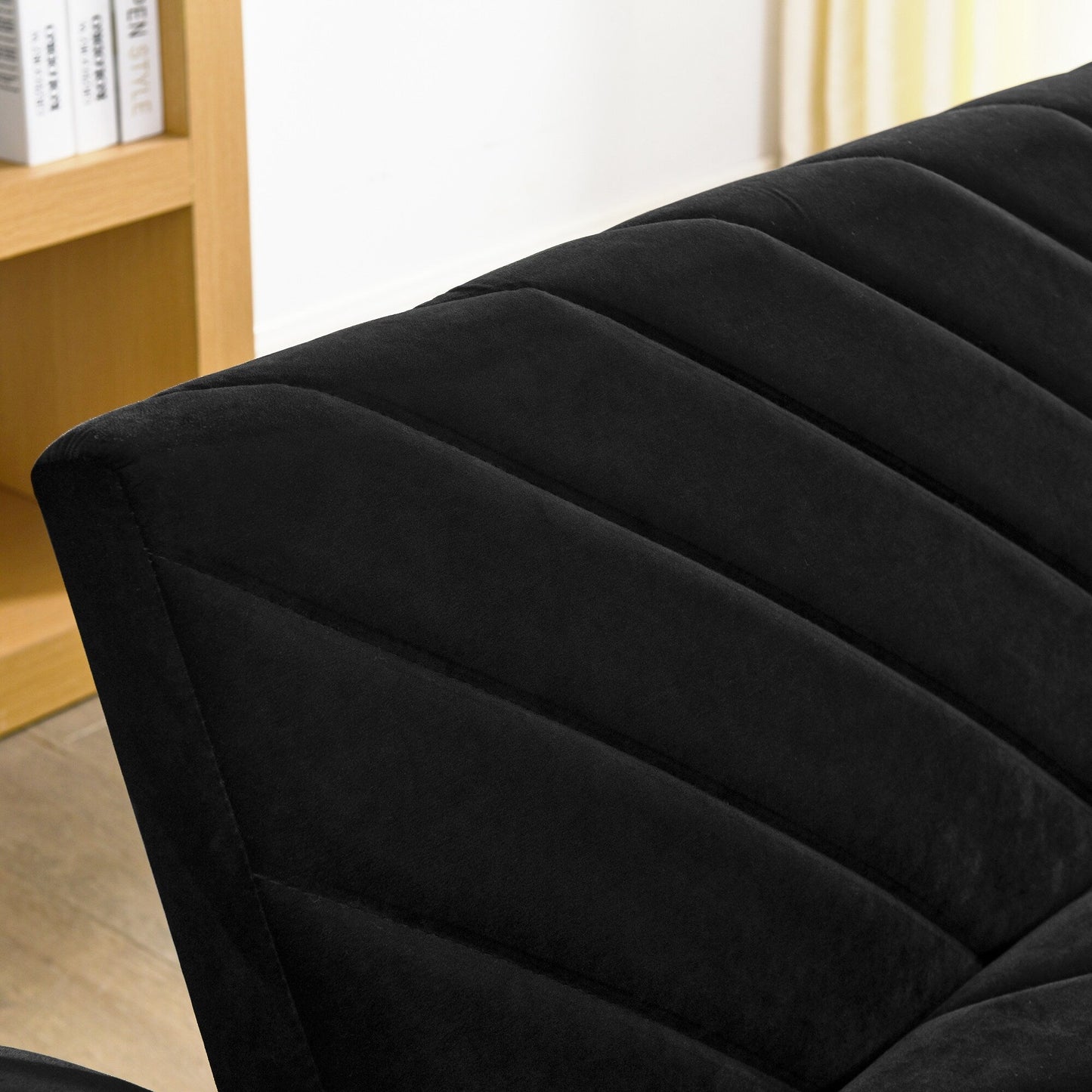 Black Velvet Tufted Convertible Futon Sofa Bed