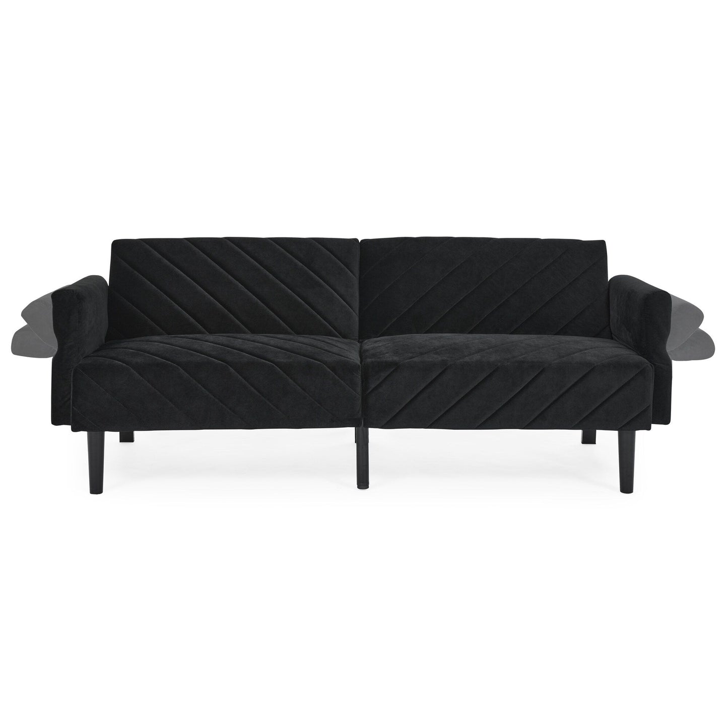 Black Velvet Tufted Convertible Futon Sofa Bed