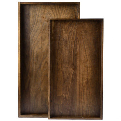 KINWELL Rectangle Black Walnut Wood Serving Tray Ottoman Tray
