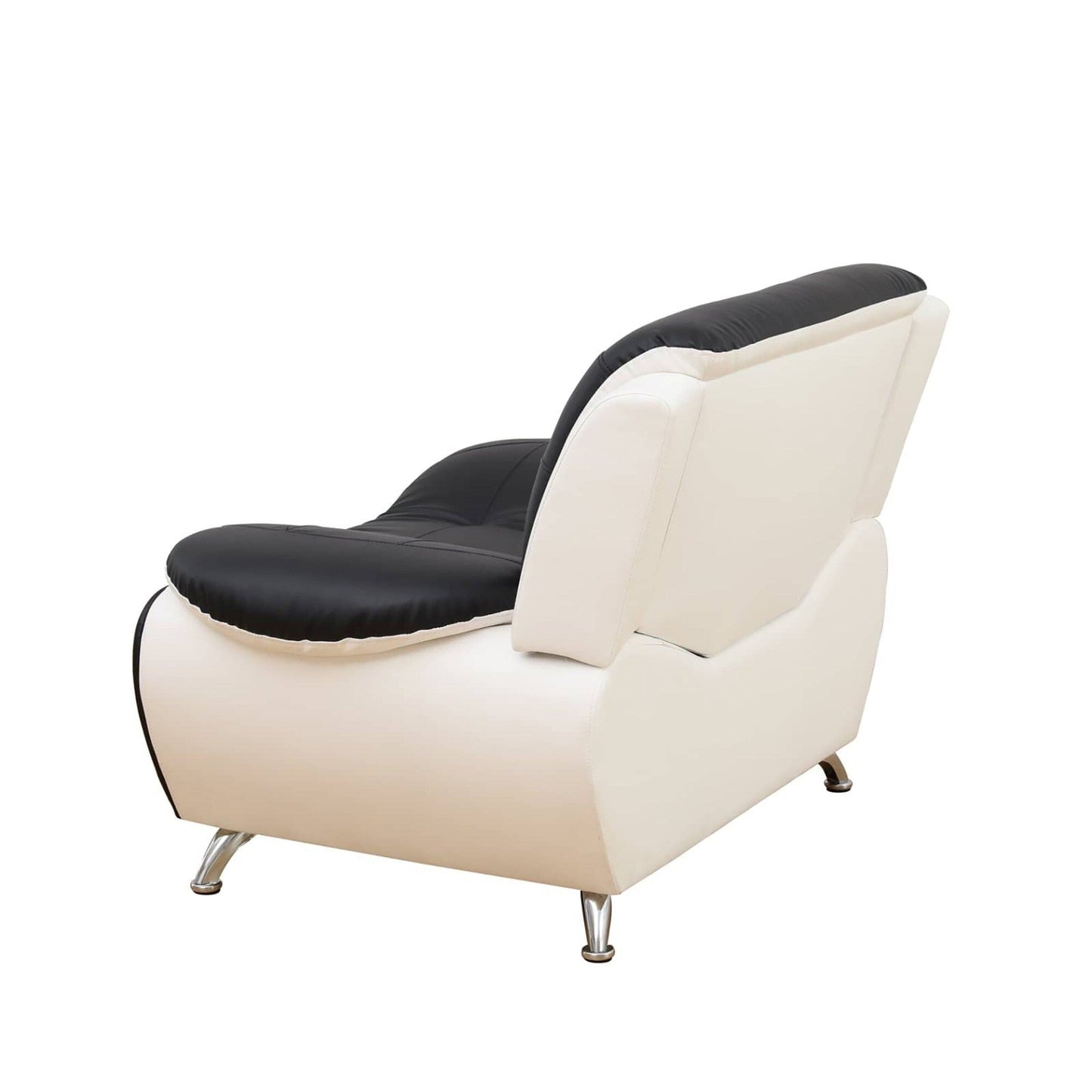 Black & White Faux leather 1 Seat Living Room Sofa