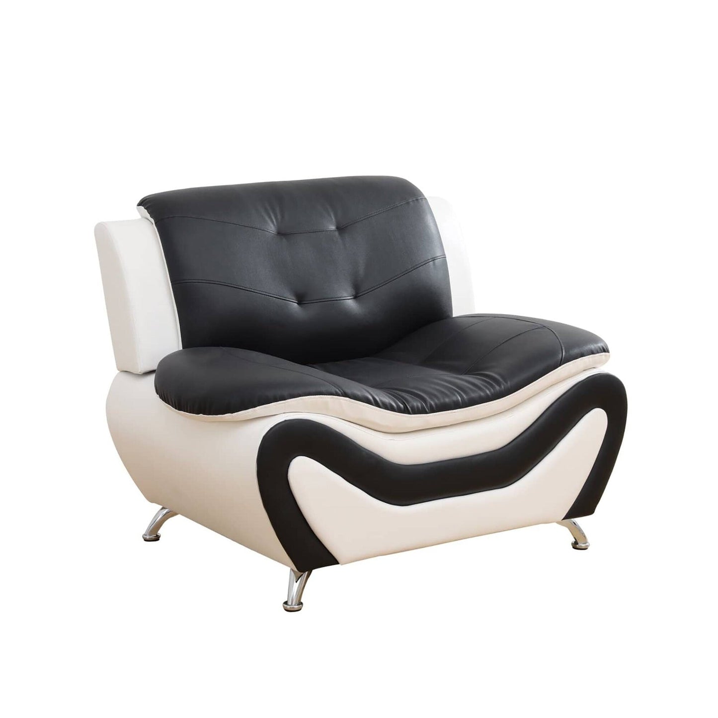 Black & White Faux leather 1 Seat Living Room Sofa