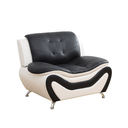 Black & White Faux leather 1 Seat Living Room Sofa