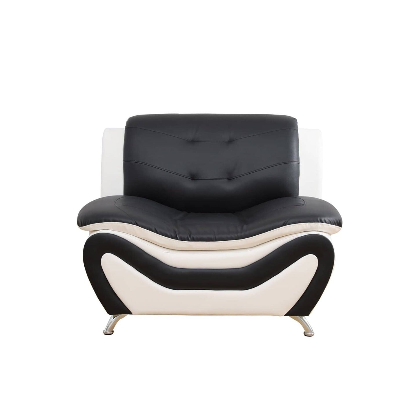 Black & White Faux leather 1 Seat Living Room Sofa