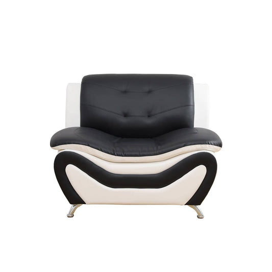 Black & White Faux leather 1 Seat Living Room Sofa