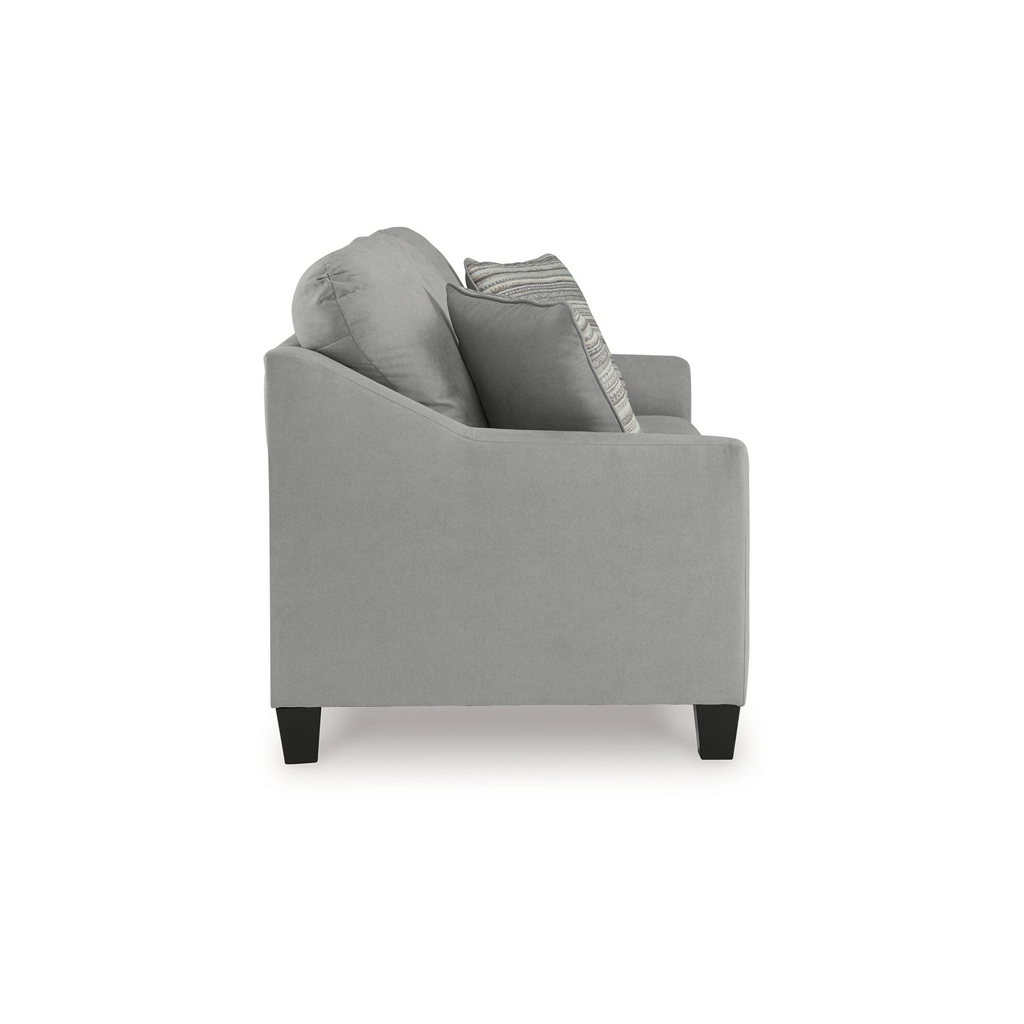 Blaire Sofa, Gray Polyester, 2 Accent Pillows, Black Wood, 80 Inch