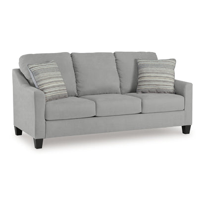 Blaire Sofa, Gray Polyester, 2 Accent Pillows, Black Wood, 80 Inch
