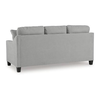 Blaire Sofa, Gray Polyester, 2 Accent Pillows, Black Wood, 80 Inch