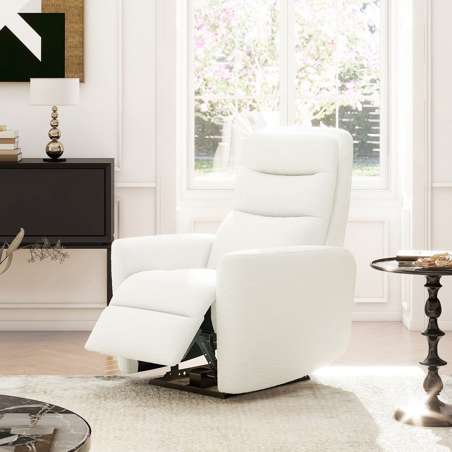 Bloomy 35.5 Boucle Upholstered High-Back Power Recliner Motion Chair