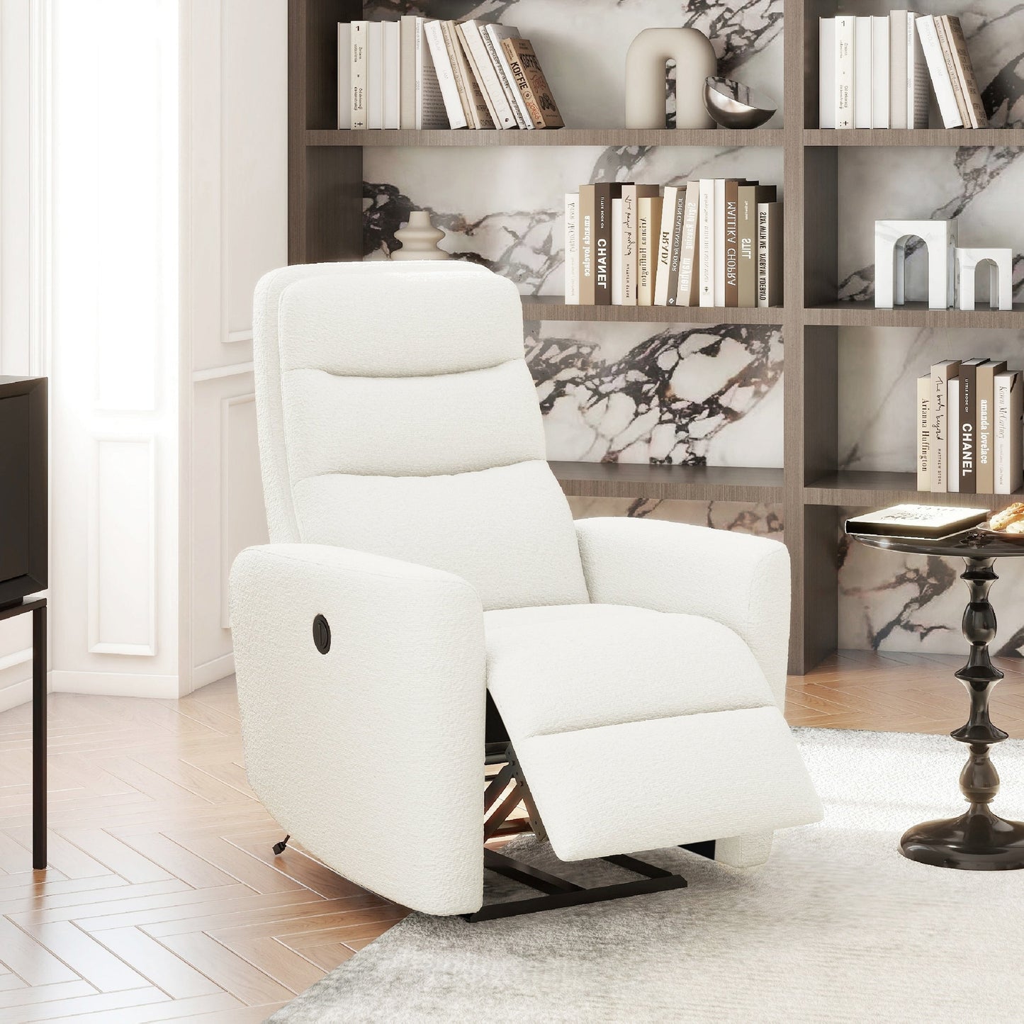 Bloomy 35.5 Boucle Upholstered High-Back Power Recliner Motion Chair