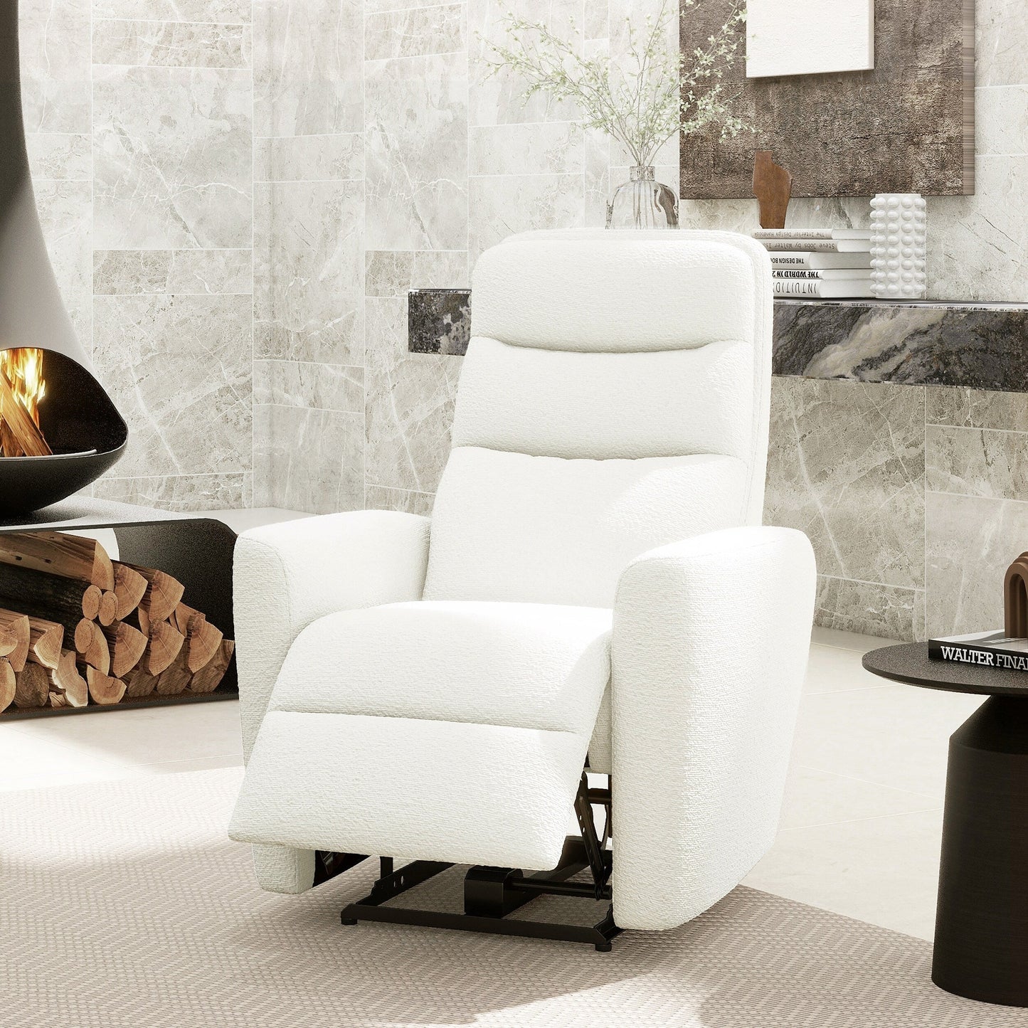 Bloomy 35.5 Boucle Upholstered High-Back Power Recliner Motion Chair