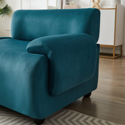 Blue 105 Large 3-Seater Modular Sectional Sofa with Movable Ottoman and Deep Seating