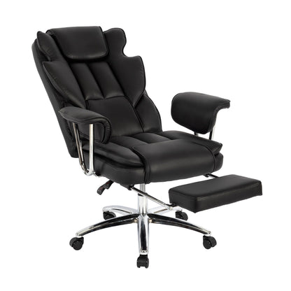 Bonded Leather 360Â° Swivel Ergonomic High Back Office Recliner with Lumbar Support, Footrest, Adjustable Height