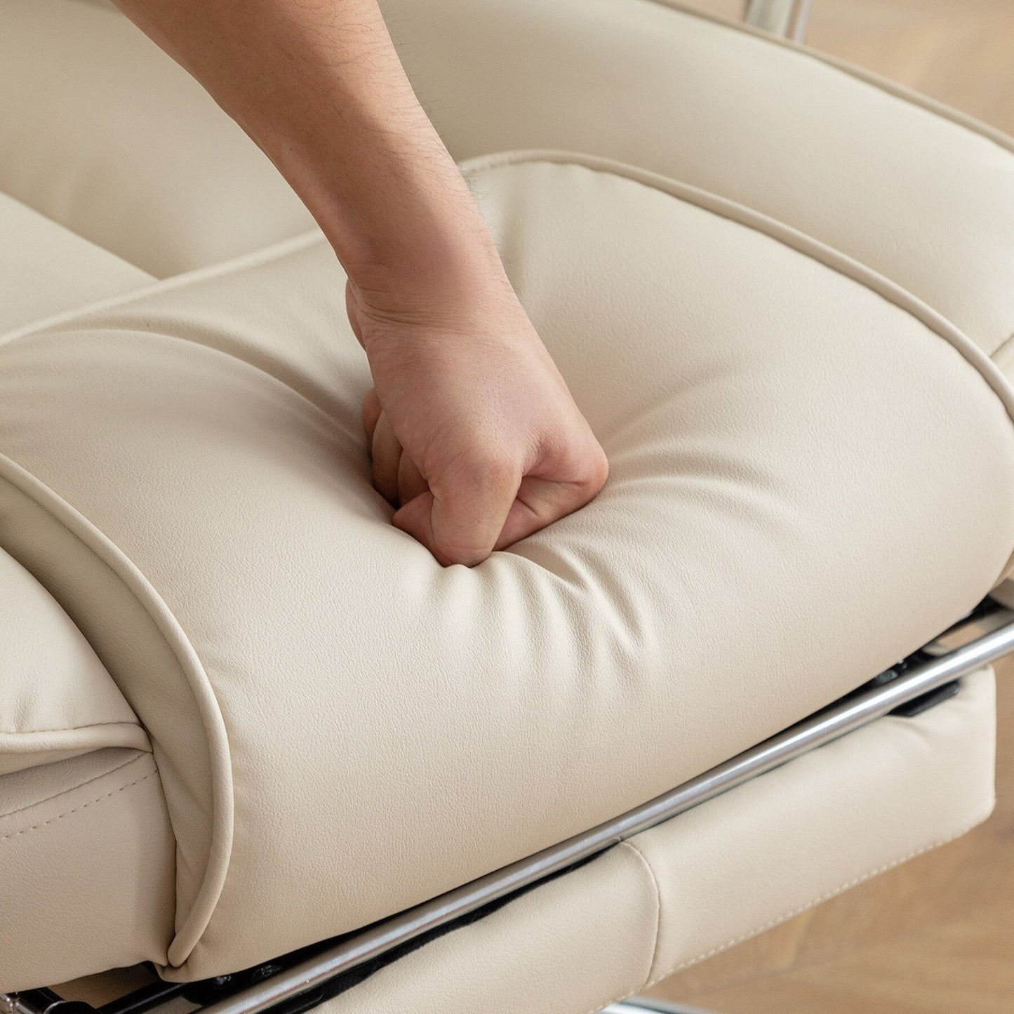 Bonded Leather 360Â° Swivel Ergonomic High Back Office Recliner with Lumbar Support, Footrest, Adjustable Height