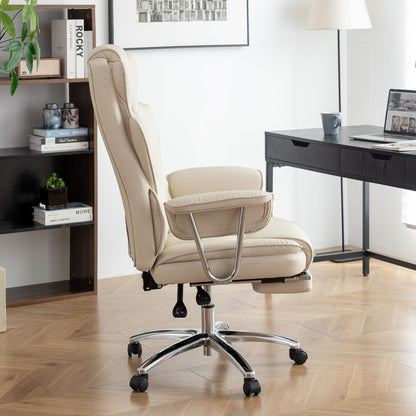 Bonded Leather 360Â° Swivel Ergonomic High Back Office Recliner with Lumbar Support, Footrest, Adjustable Height
