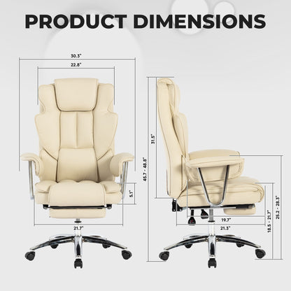 Bonded Leather 360Â° Swivel Ergonomic High Back Office Recliner with Lumbar Support, Footrest, Adjustable Height