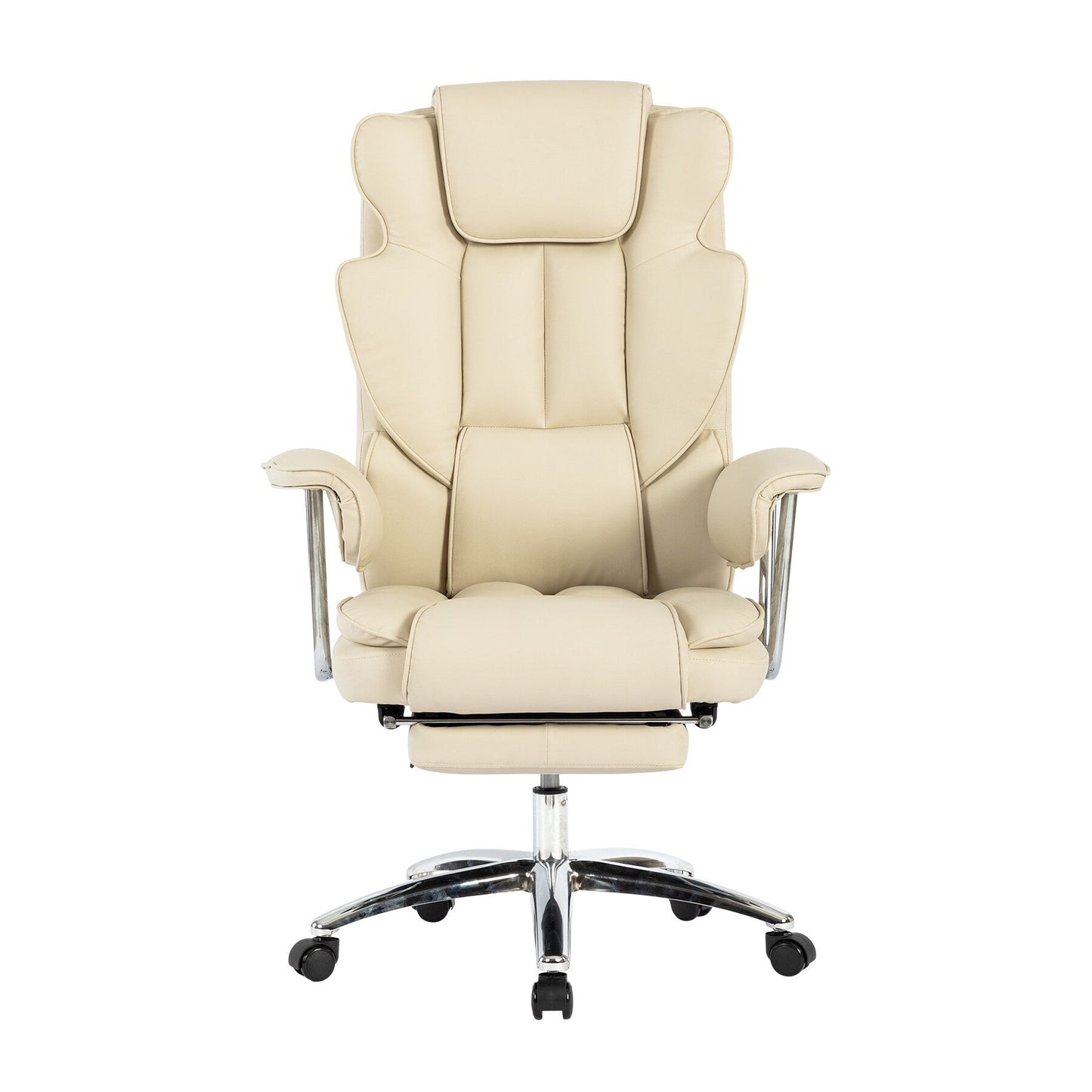 Bonded Leather 360Â° Swivel Ergonomic High Back Office Recliner with Lumbar Support, Footrest, Adjustable Height