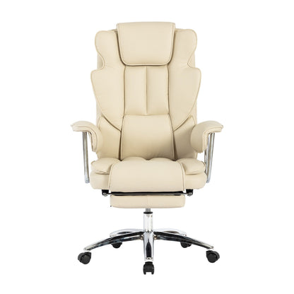 Bonded Leather 360Â° Swivel Ergonomic High Back Office Recliner with Lumbar Support, Footrest, Adjustable Height