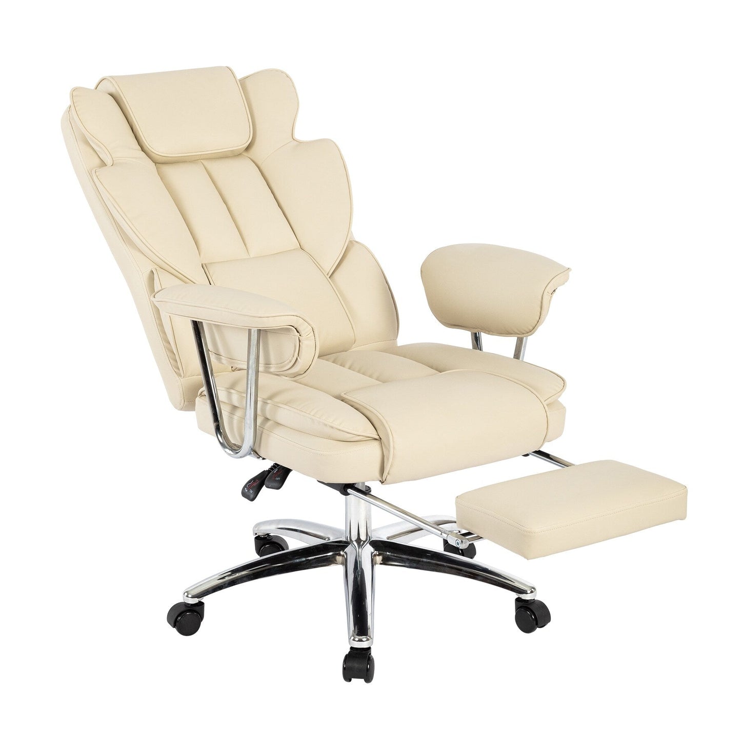 Bonded Leather 360Â° Swivel Ergonomic High Back Office Recliner with Lumbar Support, Footrest, Adjustable Height