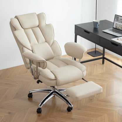 Bonded Leather 360Â° Swivel Ergonomic High Back Office Recliner with Lumbar Support, Footrest, Adjustable Height